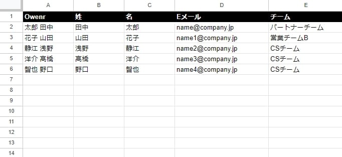 9.ユーザー一覧シート