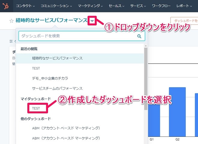 5.作成済みのダッシュボードを選択